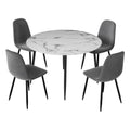 Dining Table and 4 Chairs Set Marble Grey