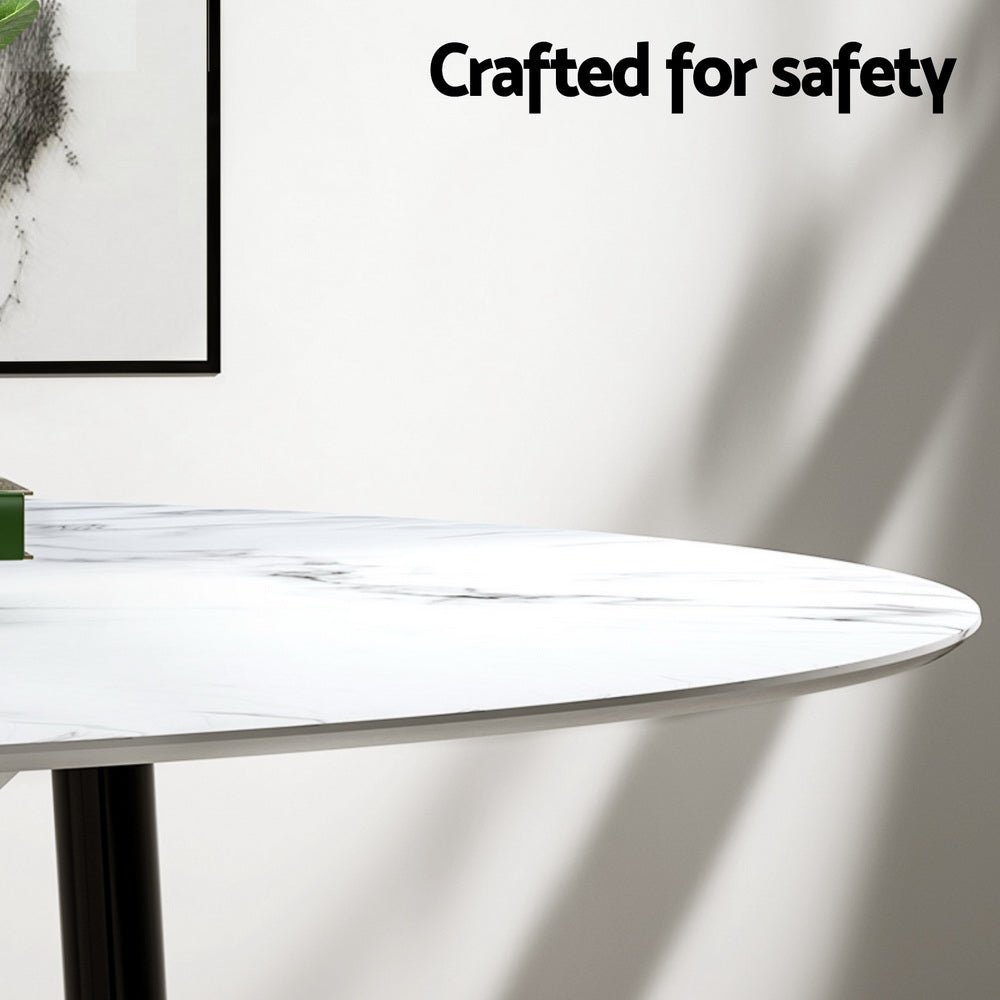 Dining Table and 4 Chairs Set Marble Grey - Furniture > Dining > Dining Set - Rivercity House & Home Co. (ABN 18 642 972 209) - Affordable Modern Furniture Australia