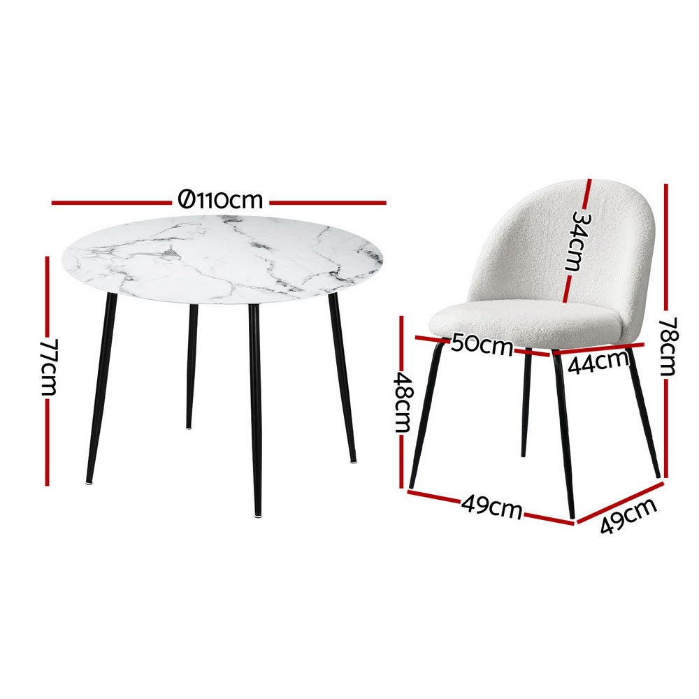 Dining Table and 4 Chairs Set Marble White - Furniture > Dining > Dining Set - Rivercity House & Home Co. (ABN 18 642 972 209) - Affordable Modern Furniture Australia