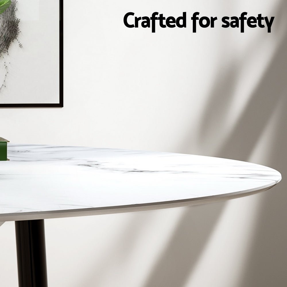 Dining Table and 4 Chairs Set Marble White - Furniture > Dining > Dining Set - Rivercity House & Home Co. (ABN 18 642 972 209) - Affordable Modern Furniture Australia