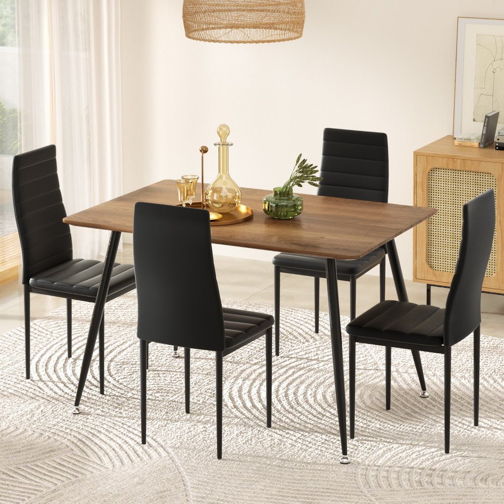 Dining Table and 4 Chairs Set Rectangle Metal - Furniture > Dining > Dining Set - Rivercity House & Home Co. (ABN 18 642 972 209) - Affordable Modern Furniture Australia