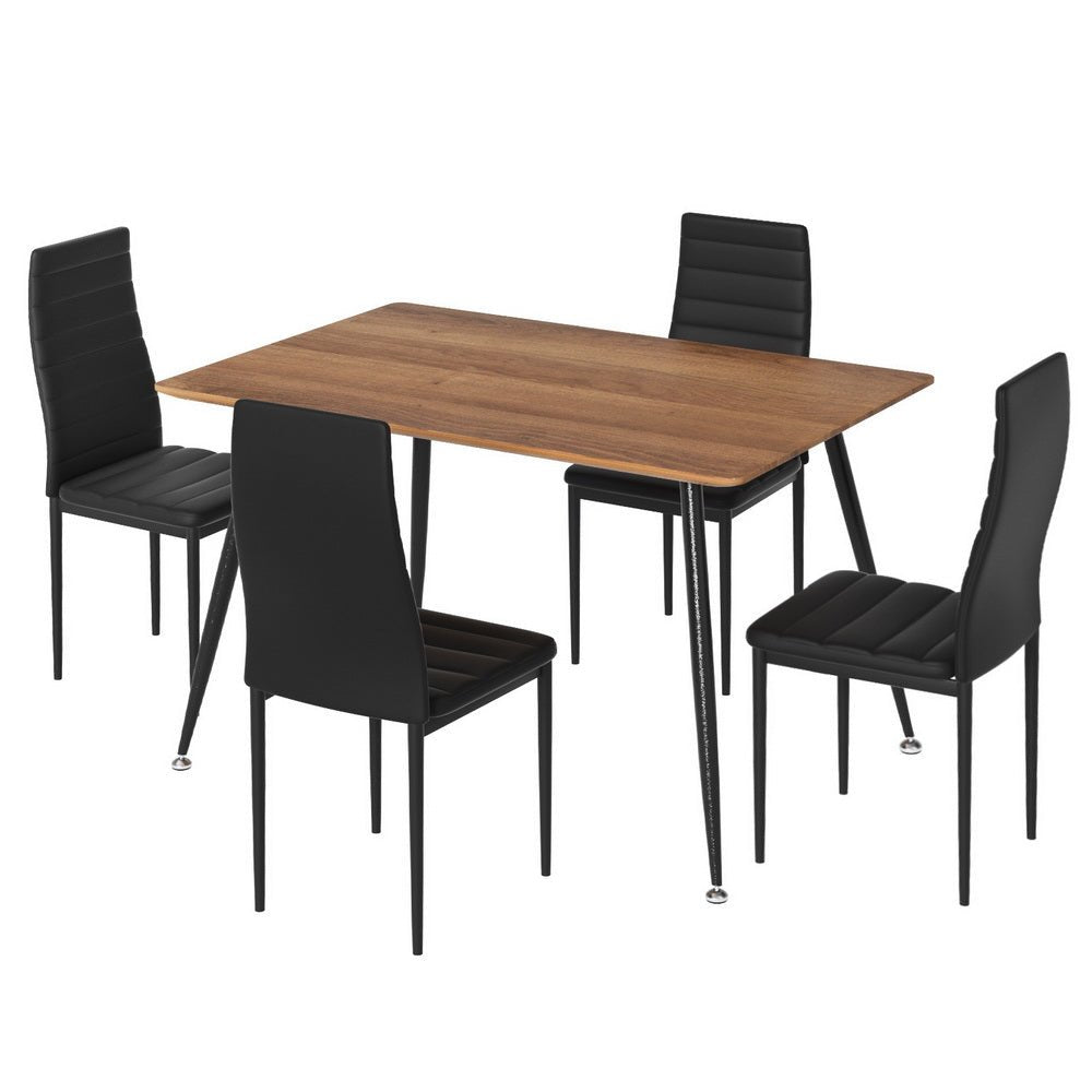 Dining Table and 4 Chairs Set Rectangle Metal - Furniture > Dining > Dining Set - Rivercity House & Home Co. (ABN 18 642 972 209) - Affordable Modern Furniture Australia