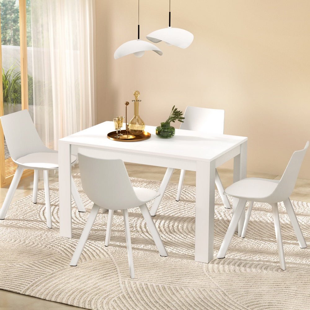 Dining Table and 4 Chairs Set Rectangle White - Furniture > Dining > Dining Set - Rivercity House & Home Co. (ABN 18 642 972 209) - Affordable Modern Furniture Australia
