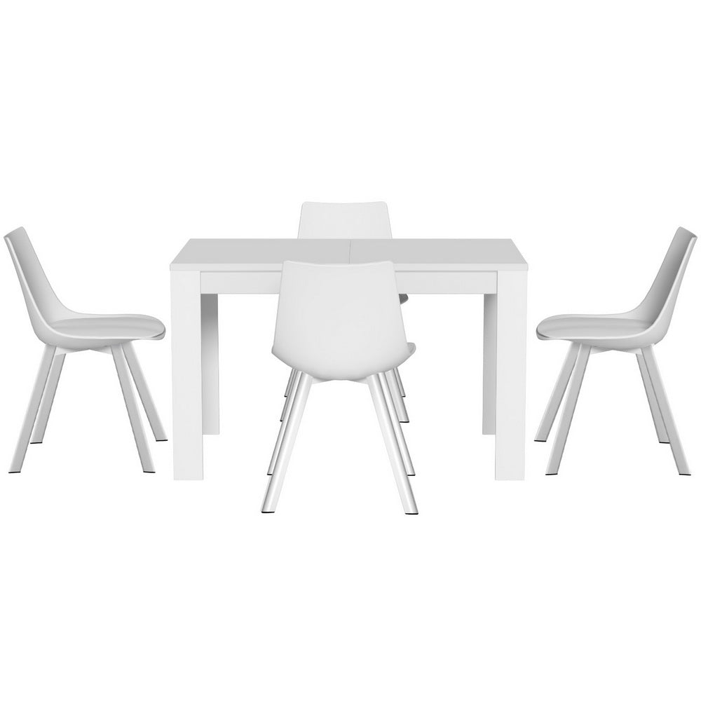 Dining Table and 4 Chairs Set Rectangle White - Furniture > Dining > Dining Set - Rivercity House & Home Co. (ABN 18 642 972 209) - Affordable Modern Furniture Australia