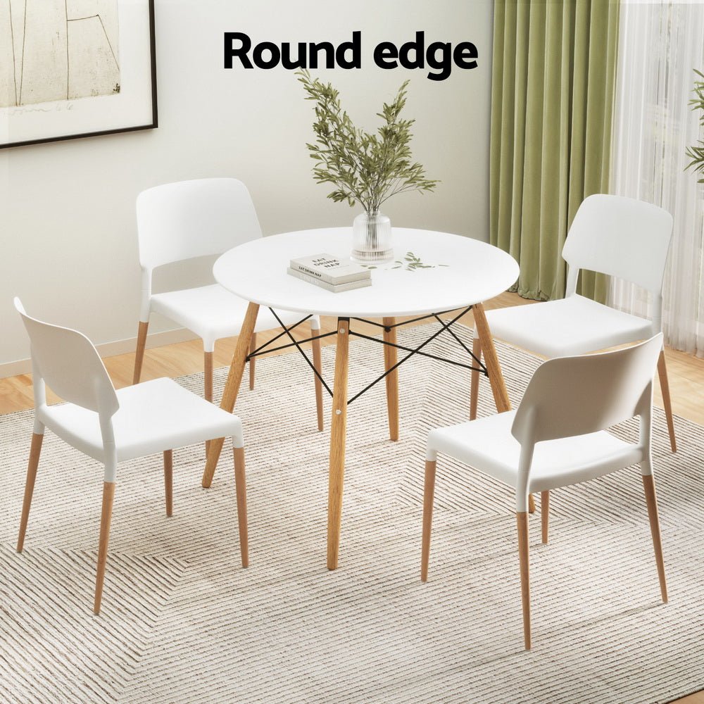 Dining Table and 4 Chairs Set Round White - Furniture > Dining > Dining Set - Rivercity House & Home Co. (ABN 18 642 972 209) - Affordable Modern Furniture Australia