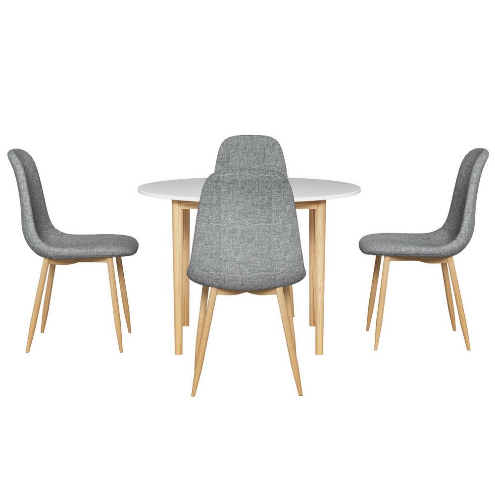 Dining Table and 4 Chairs Set White Grey - Furniture > Dining > Dining Set - Rivercity House & Home Co. (ABN 18 642 972 209) - Affordable Modern Furniture Australia