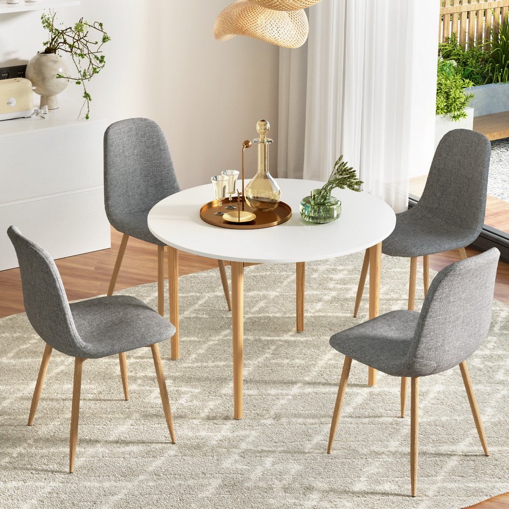 Dining Table and 4 Chairs Set White Grey - Furniture > Dining > Dining Set - Rivercity House & Home Co. (ABN 18 642 972 209) - Affordable Modern Furniture Australia