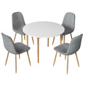 Dining Table and 4 Chairs Set White Grey