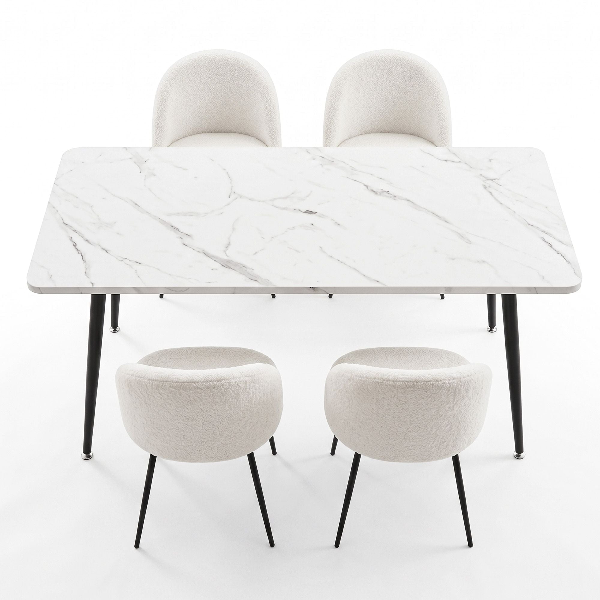 Dining Table and 4 Chairs Set White Marble Style - Furniture > Dining > Dining Set - Rivercity House & Home Co. (ABN 18 642 972 209) - Affordable Modern Furniture Australia