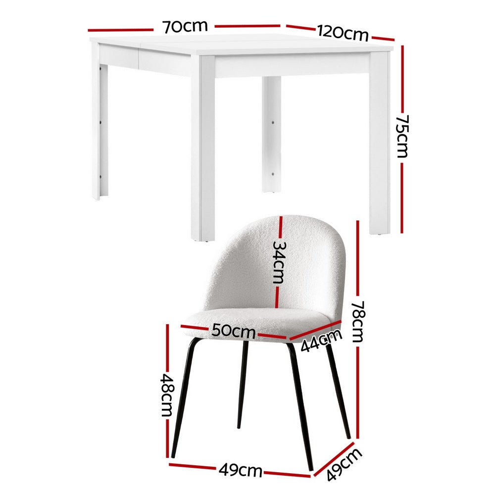 Dining Table and 4 Chairs Set White Sherpa - Furniture > Dining > Dining Set - Rivercity House & Home Co. (ABN 18 642 972 209) - Affordable Modern Furniture Australia