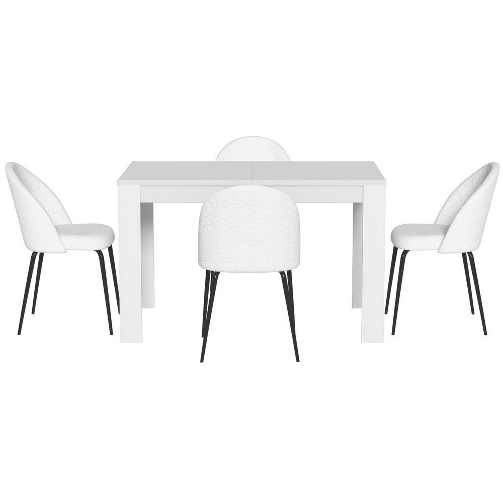 Dining Table and 4 Chairs Set White Sherpa - Furniture > Dining > Dining Set - Rivercity House & Home Co. (ABN 18 642 972 209) - Affordable Modern Furniture Australia