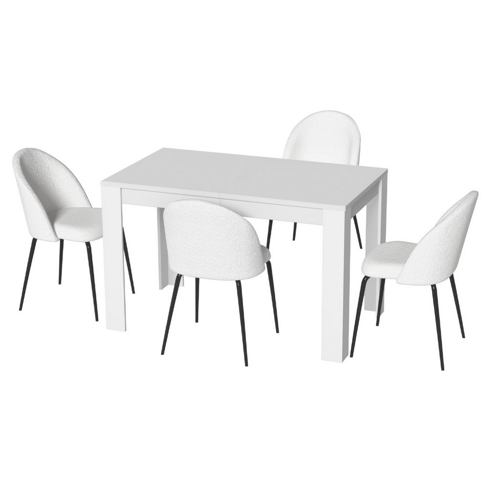 Dining Table and 4 Chairs Set White Sherpa - Furniture > Dining > Dining Set - Rivercity House & Home Co. (ABN 18 642 972 209) - Affordable Modern Furniture Australia