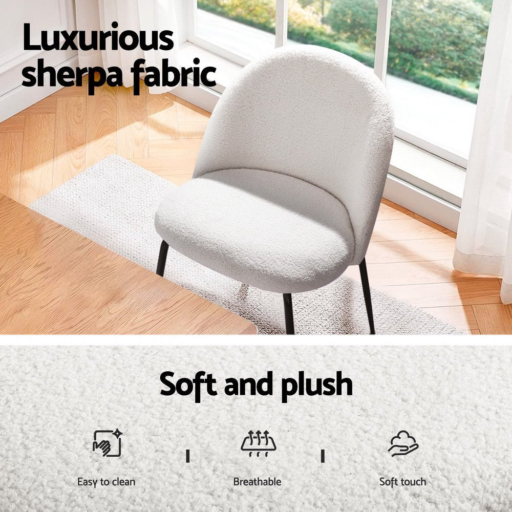 Dining Table and 4 Chairs Set White Sherpa - Furniture > Dining > Dining Set - Rivercity House & Home Co. (ABN 18 642 972 209) - Affordable Modern Furniture Australia