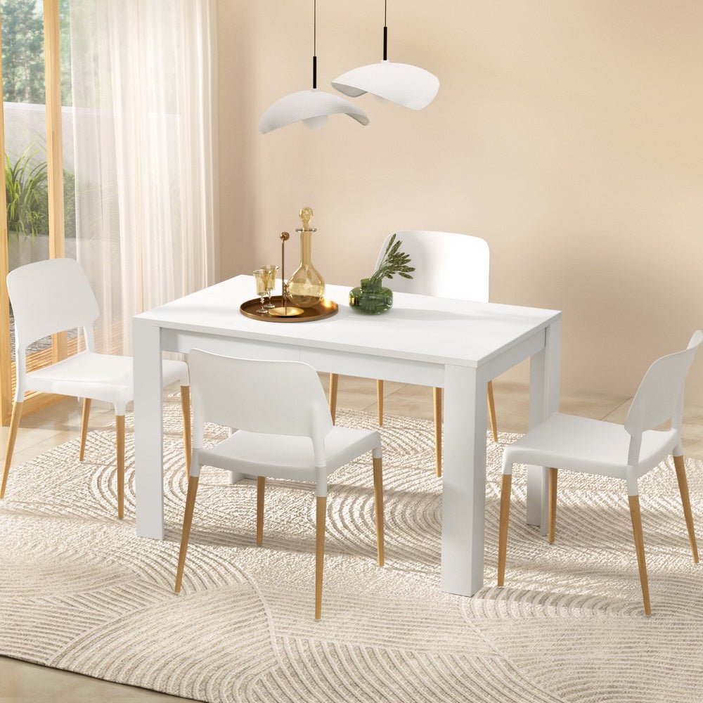 Dining Table and 4 Chairs Set White Wood - Furniture > Dining > Dining Set - Rivercity House & Home Co. (ABN 18 642 972 209) - Affordable Modern Furniture Australia