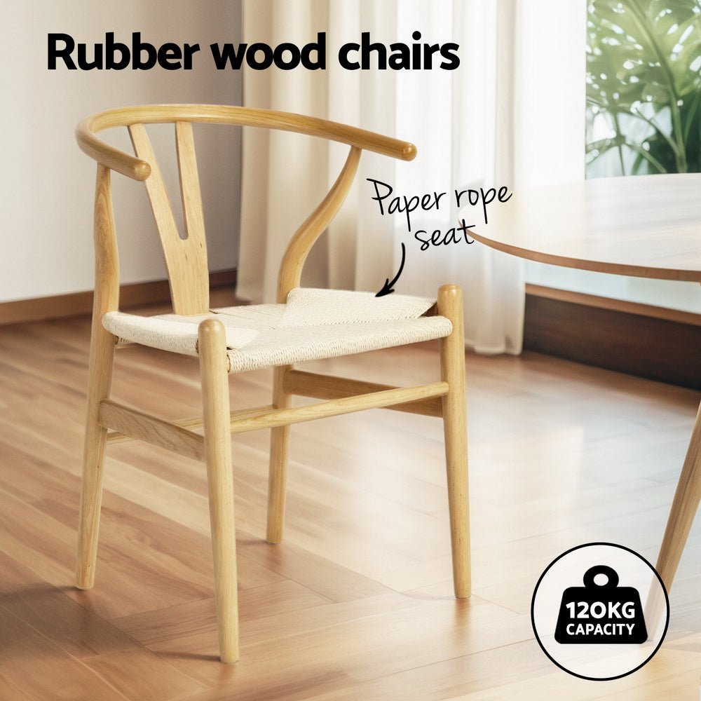 Dining Table and 4 Chairs Set Wishbone Wood - Furniture > Dining > Dining Set - Rivercity House & Home Co. (ABN 18 642 972 209) - Affordable Modern Furniture Australia