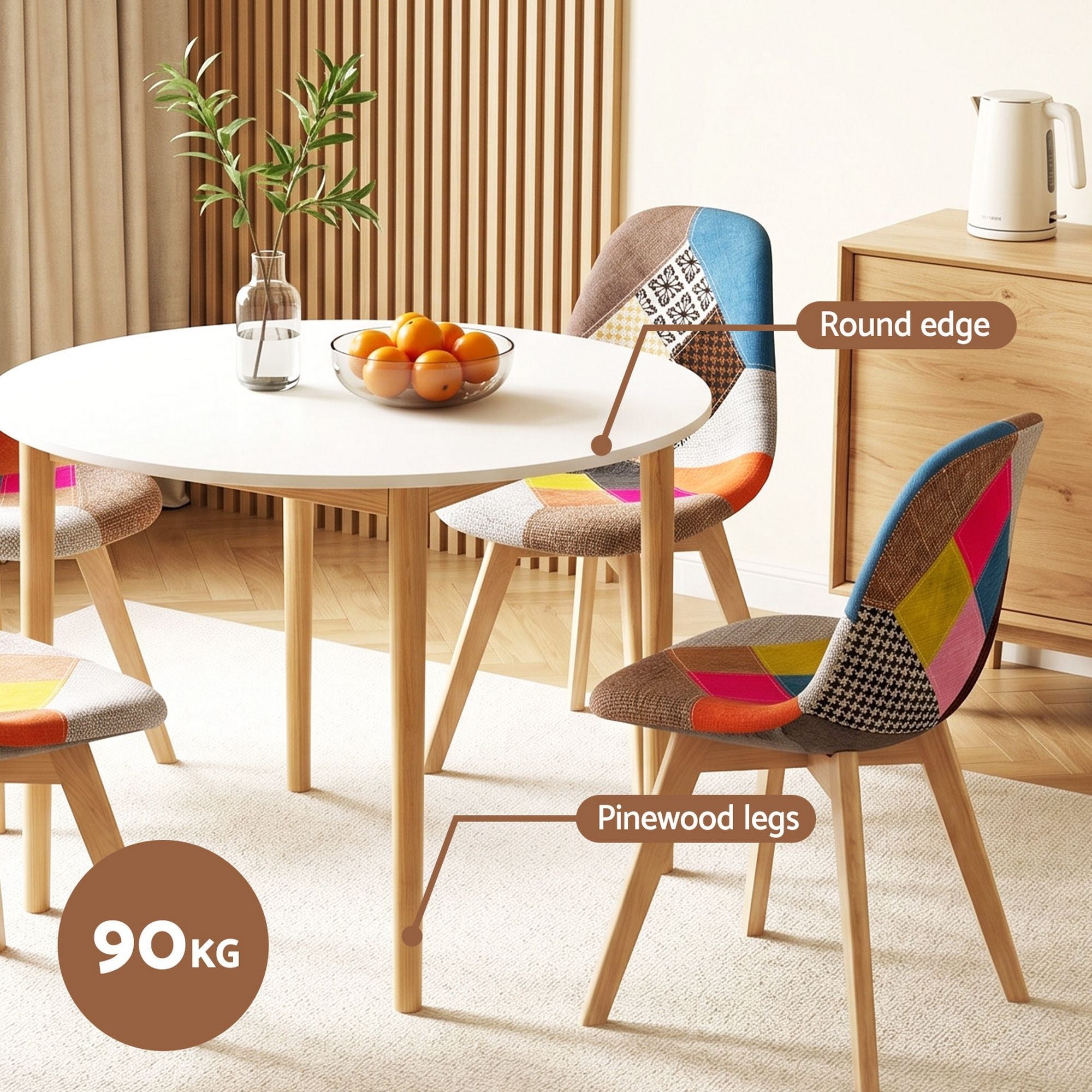 Dining Table and 4 Fabric Eiffel Chairs Set White - Furniture > Dining > Dining Set - Rivercity House & Home Co. (ABN 18 642 972 209) - Affordable Modern Furniture Australia