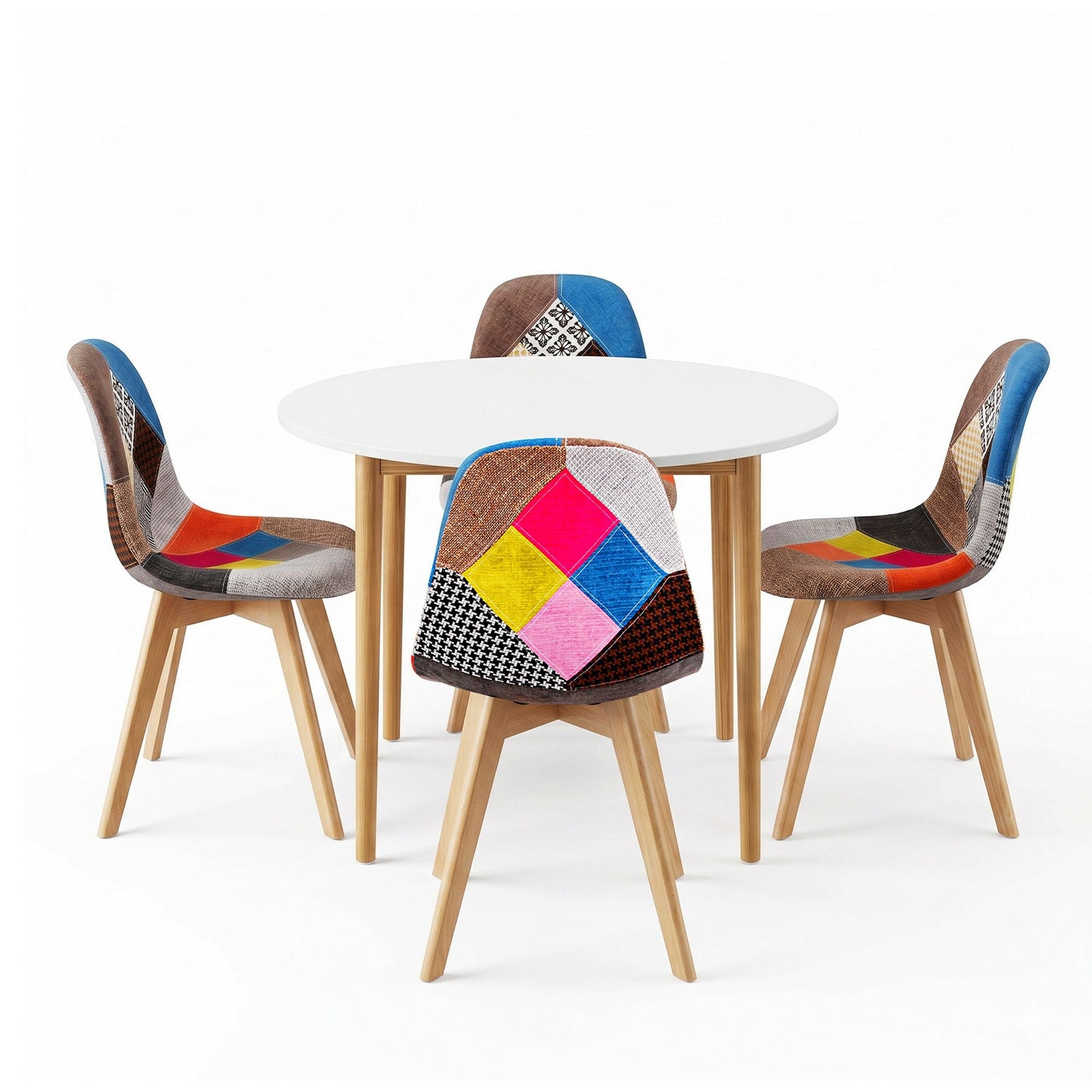 Dining Table and 4 Fabric Eiffel Chairs Set White - Furniture > Dining > Dining Set - Rivercity House & Home Co. (ABN 18 642 972 209) - Affordable Modern Furniture Australia