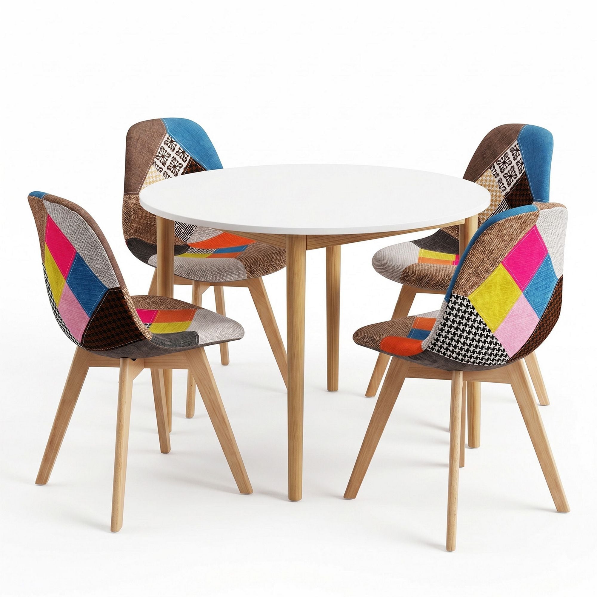 Dining Table and 4 Fabric Eiffel Chairs Set White - Furniture > Dining > Dining Set - Rivercity House & Home Co. (ABN 18 642 972 209) - Affordable Modern Furniture Australia