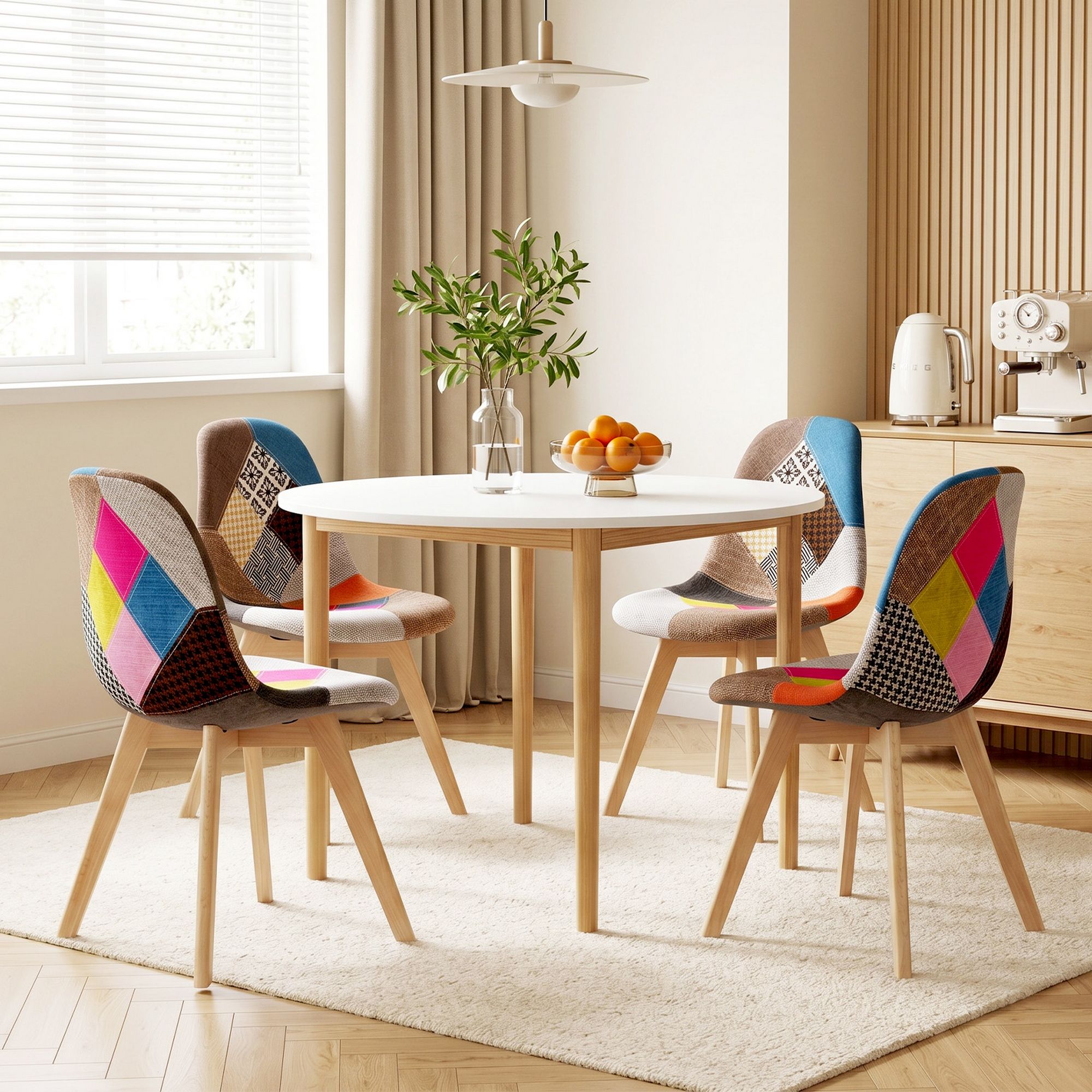 Dining Table and 4 Fabric Eiffel Chairs Set White - Furniture > Dining > Dining Set - Rivercity House & Home Co. (ABN 18 642 972 209) - Affordable Modern Furniture Australia
