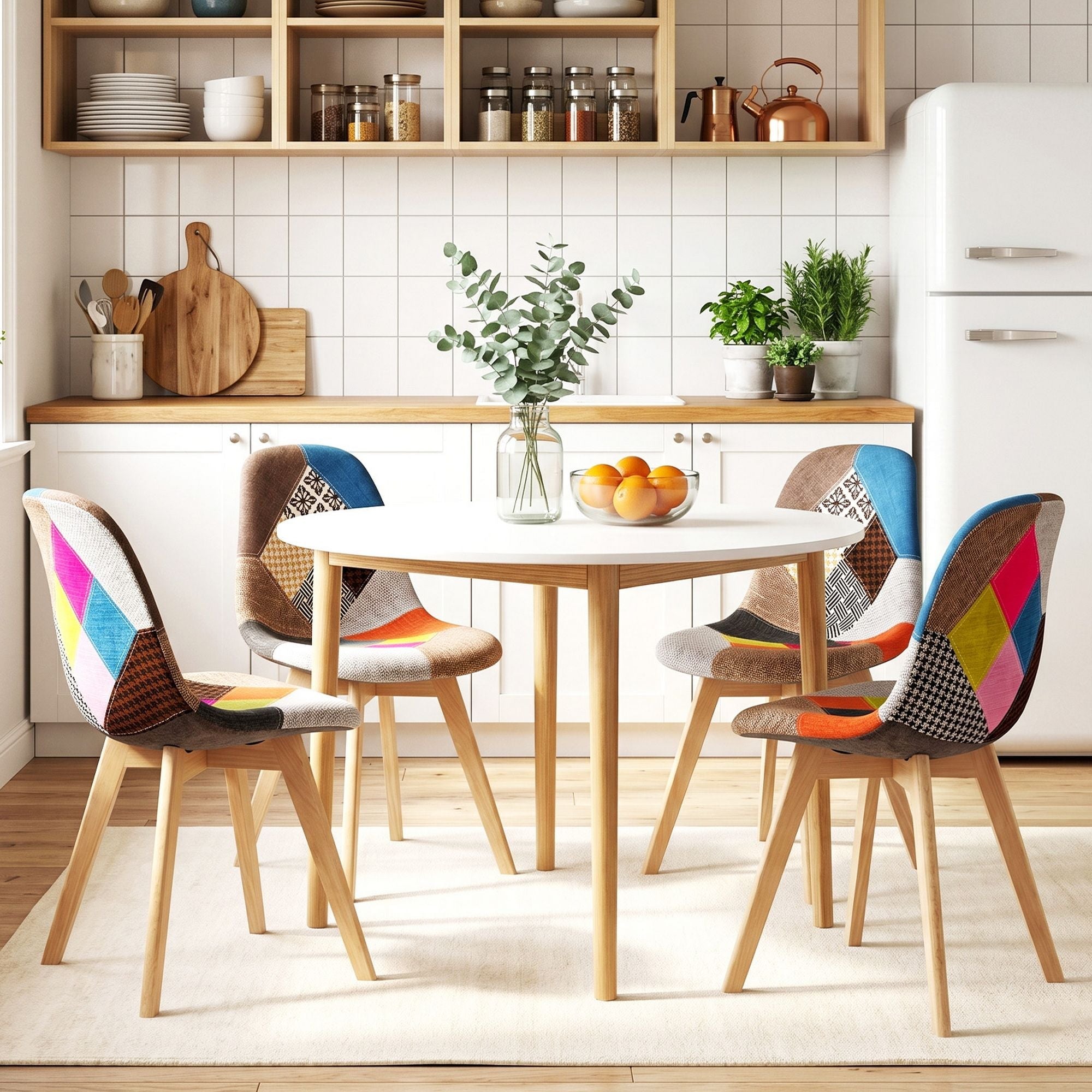 Dining Table and 4 Fabric Eiffel Chairs Set White - Furniture > Dining > Dining Set - Rivercity House & Home Co. (ABN 18 642 972 209) - Affordable Modern Furniture Australia