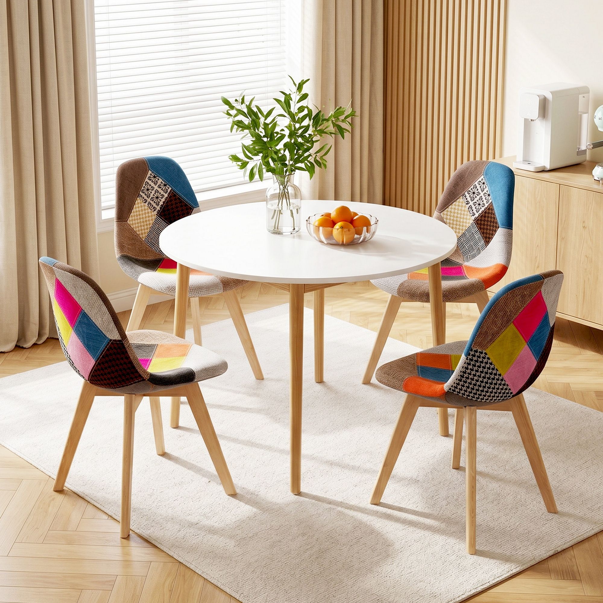 Dining Table and 4 Fabric Eiffel Chairs Set White - Furniture > Dining > Dining Set - Rivercity House & Home Co. (ABN 18 642 972 209) - Affordable Modern Furniture Australia