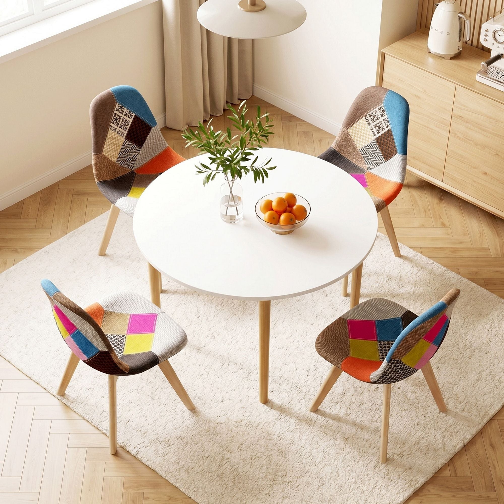 Dining Table and 4 Fabric Eiffel Chairs Set White - Furniture > Dining > Dining Set - Rivercity House & Home Co. (ABN 18 642 972 209) - Affordable Modern Furniture Australia
