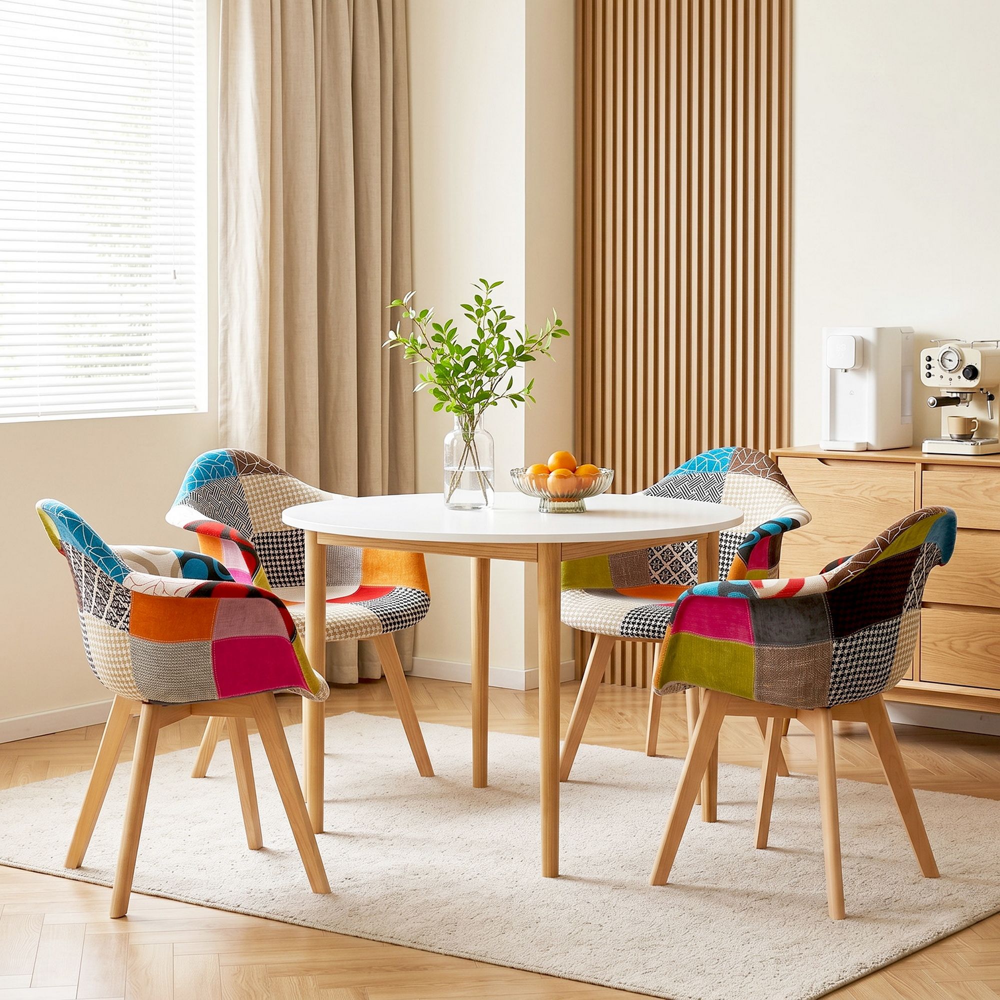 Dining Table and 4 Mid Century Chairs Set White - Furniture > Dining > Dining Set - Rivercity House & Home Co. (ABN 18 642 972 209) - Affordable Modern Furniture Australia