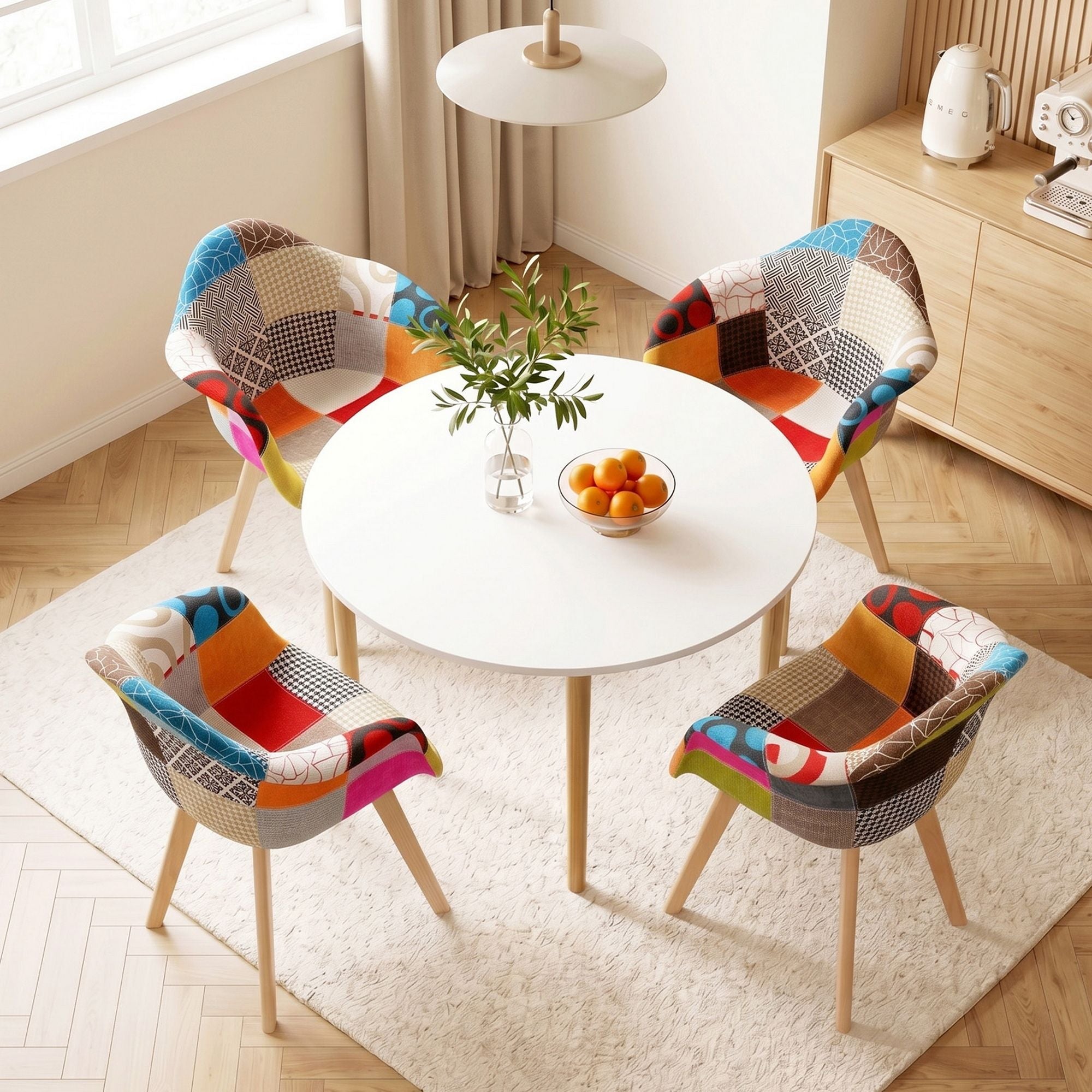 Dining Table and 4 Mid Century Chairs Set White - Furniture > Dining > Dining Set - Rivercity House & Home Co. (ABN 18 642 972 209) - Affordable Modern Furniture Australia