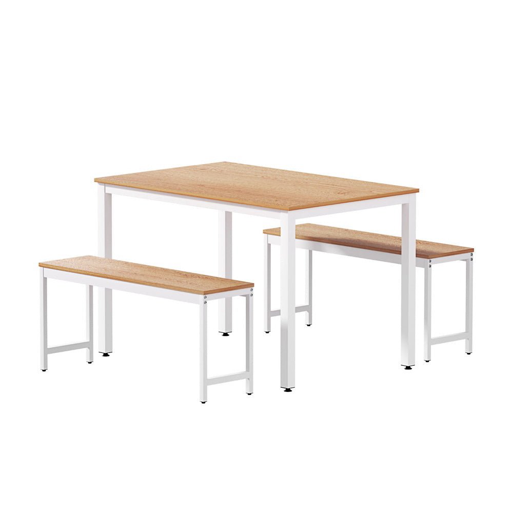 Dining Table and Chairs Set 3PCS Metal Desk Bench Sets Kitchen Furniture - Furniture > Dining > Dining Tables - Rivercity House & Home Co. (ABN 18 642 972 209) - Affordable Modern Furniture Australia