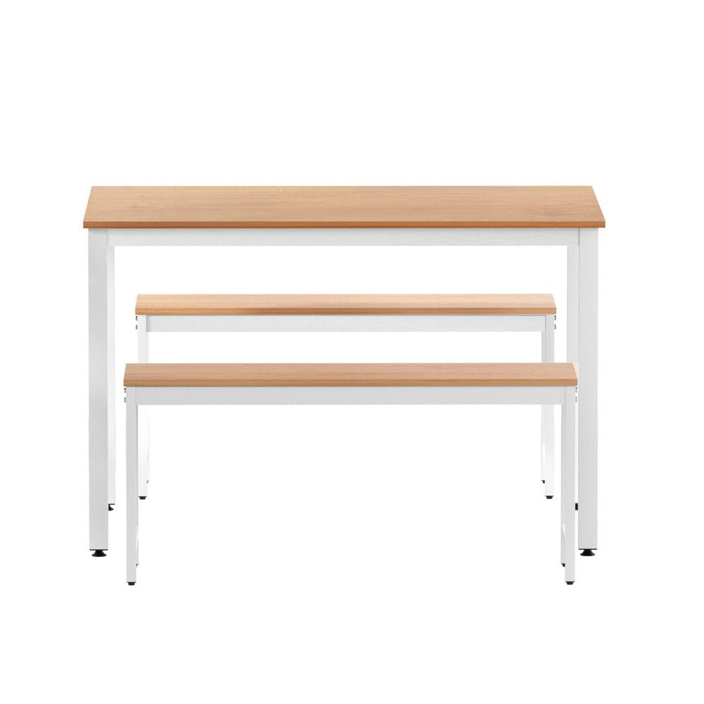 Dining Table and Chairs Set 3PCS Metal Desk Bench Sets Kitchen Furniture - Furniture > Dining > Dining Tables - Rivercity House & Home Co. (ABN 18 642 972 209) - Affordable Modern Furniture Australia