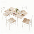 5-Piece Foldable Dining Table and Chairs Set - Natural White