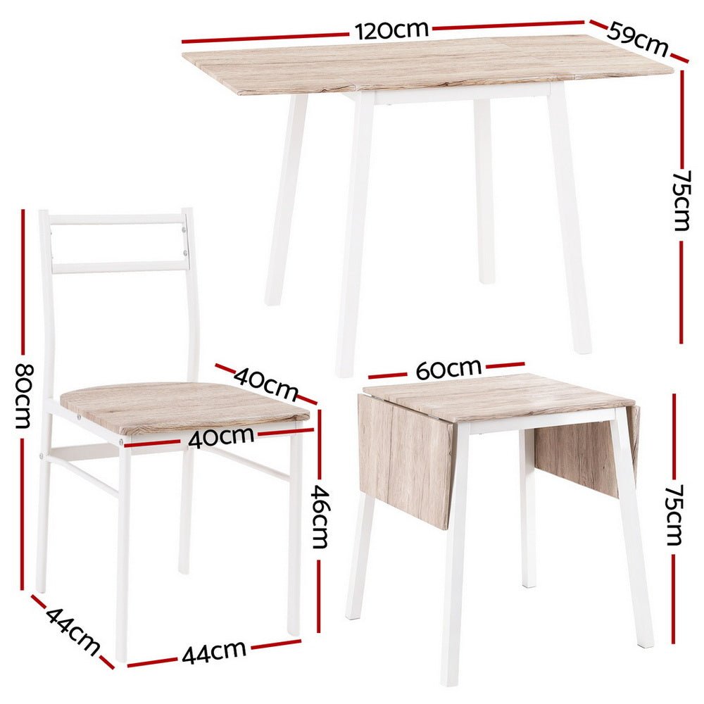 Dining Table and Chairs Set 5pcs Foldable Kitchen Furniture Natural White - Furniture > Dining > Dining Set - Rivercity House & Home Co. (ABN 18 642 972 209) - Affordable Modern Furniture Australia