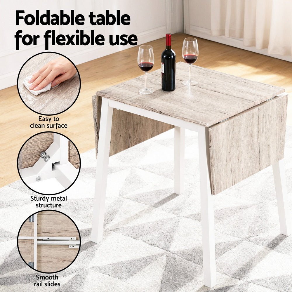 Dining Table and Chairs Set 5pcs Foldable Kitchen Furniture Natural White - Furniture > Dining > Dining Set - Rivercity House & Home Co. (ABN 18 642 972 209) - Affordable Modern Furniture Australia