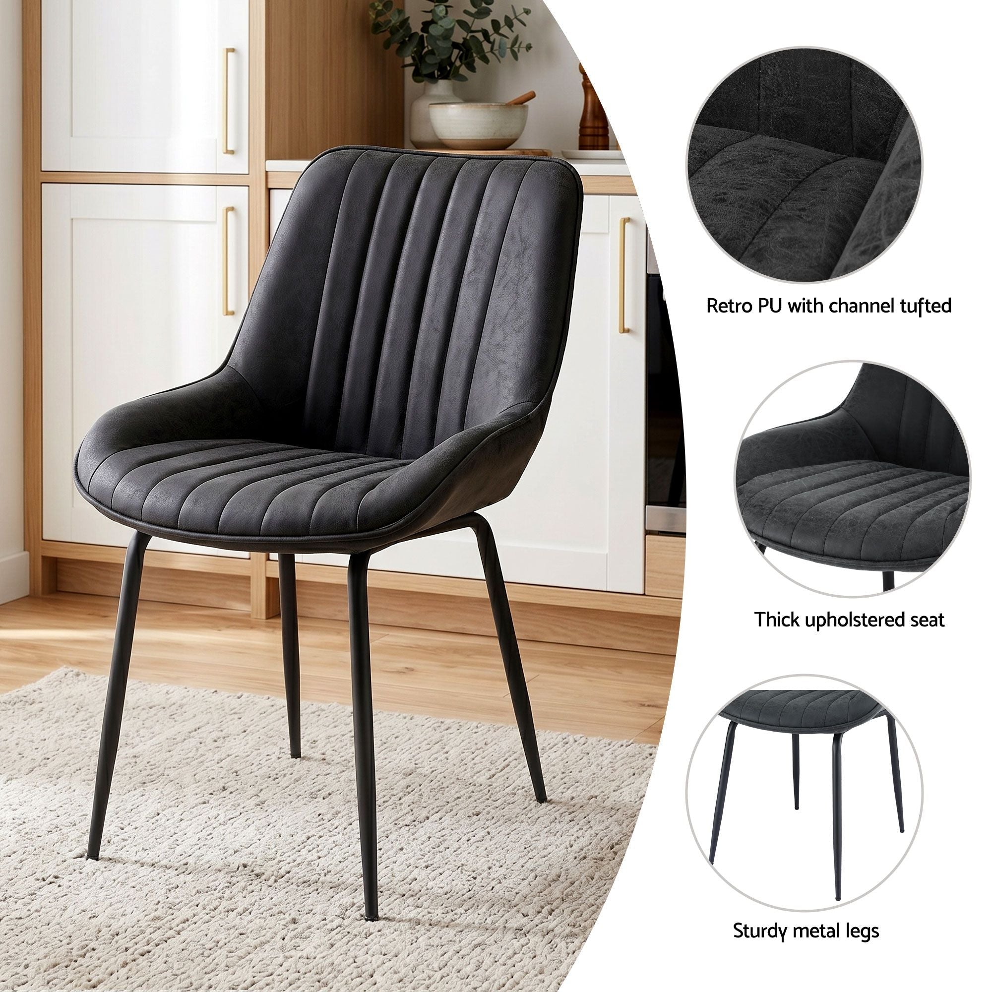 Dining Table and Chairs Set 5pcs Foldable Kitchen Furniture with 2 Drawers Black and White - Furniture > Dining > Dining Set - Rivercity House & Home Co. (ABN 18 642 972 209) - Affordable Modern Furniture Australia