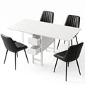 Dining Table and Chairs Set 5pcs Foldable Kitchen Furniture with 2 Drawers Black and White
