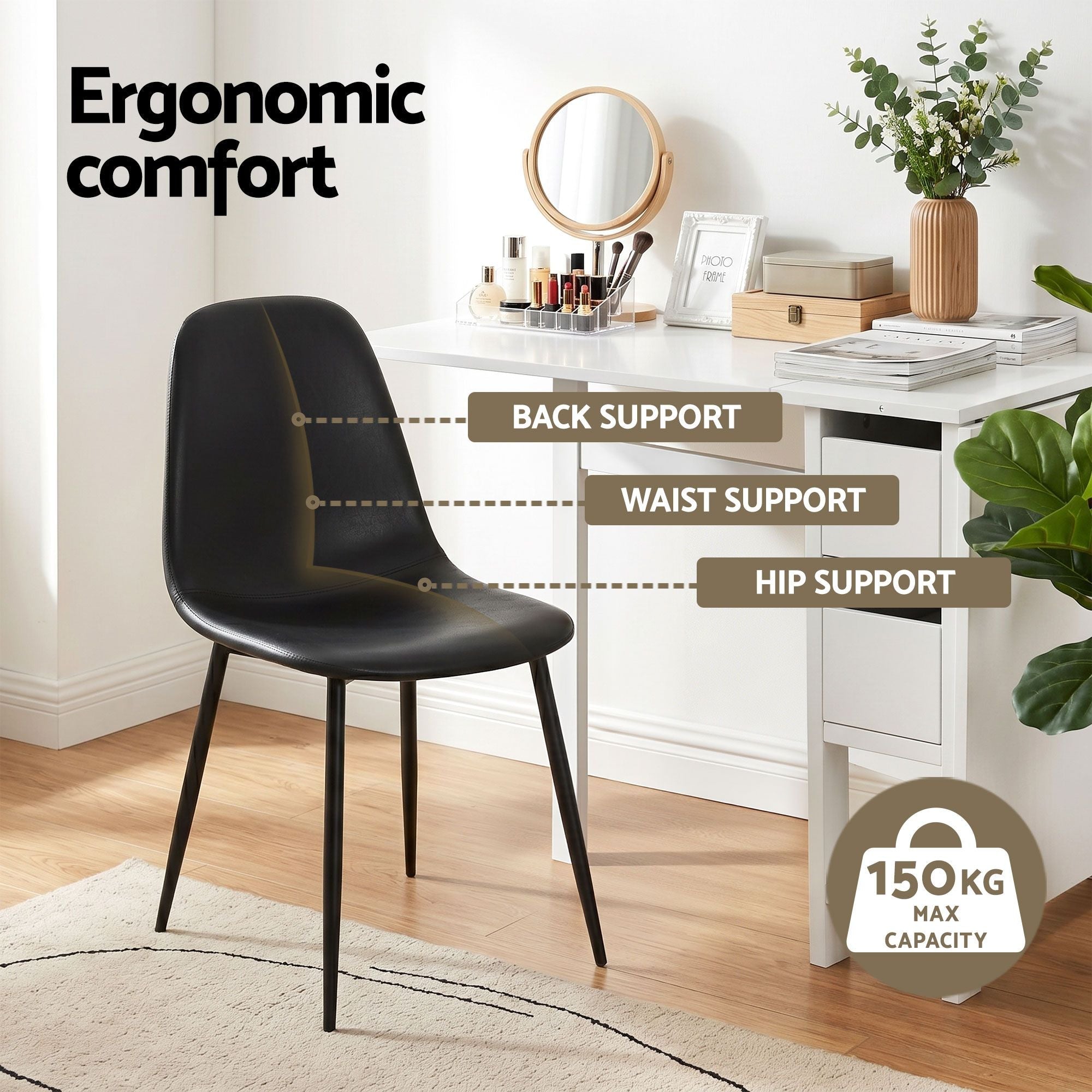 Dining Table and Chairs Set 5pcs Foldable with 2 Drawers Black and White - Furniture > Dining > Dining Set - Rivercity House & Home Co. (ABN 18 642 972 209) - Affordable Modern Furniture Australia