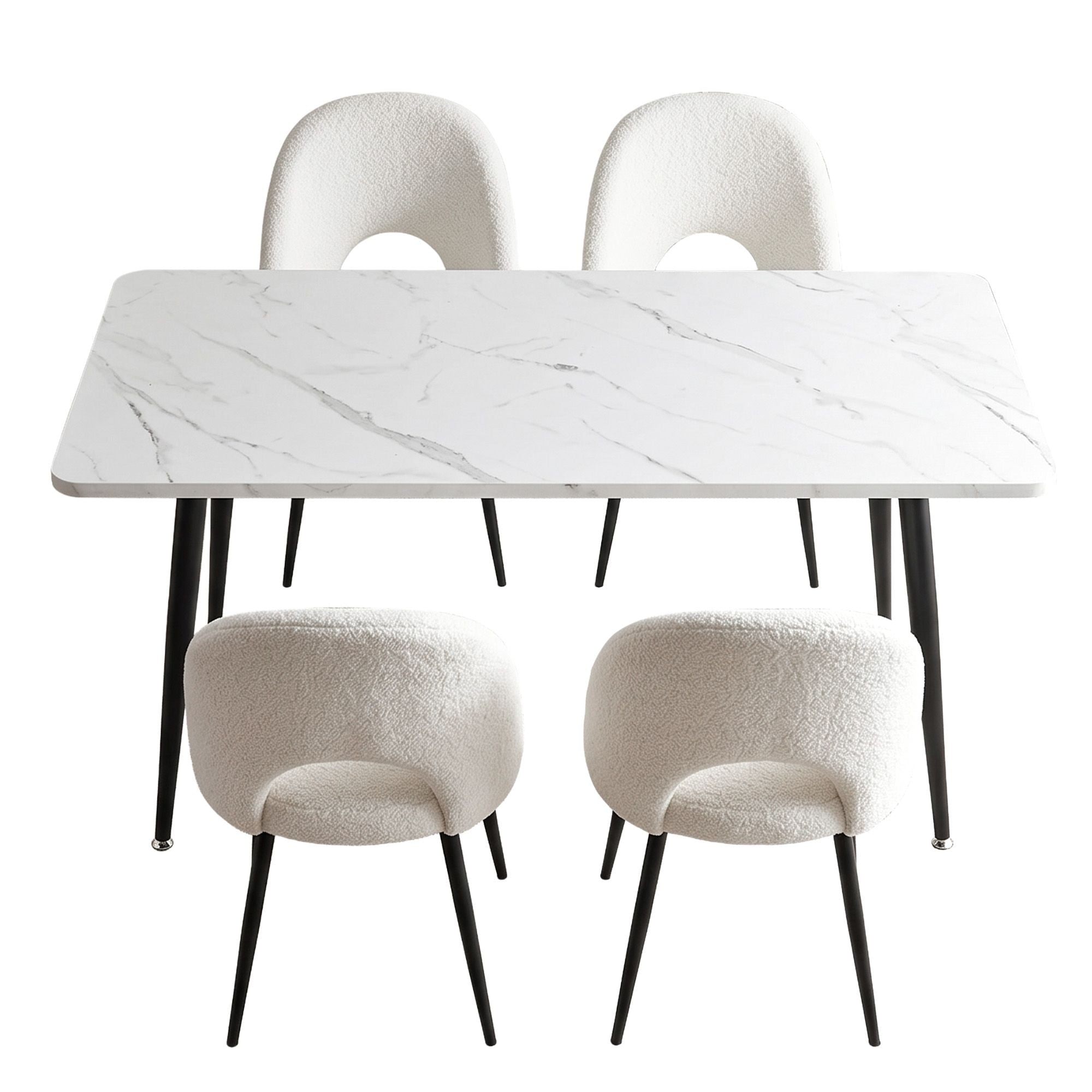 Dining Table and Chairs Set 5pcs Kitchen Furniture Marble White - Furniture > Dining > Dining Set - Rivercity House & Home Co. (ABN 18 642 972 209) - Affordable Modern Furniture Australia