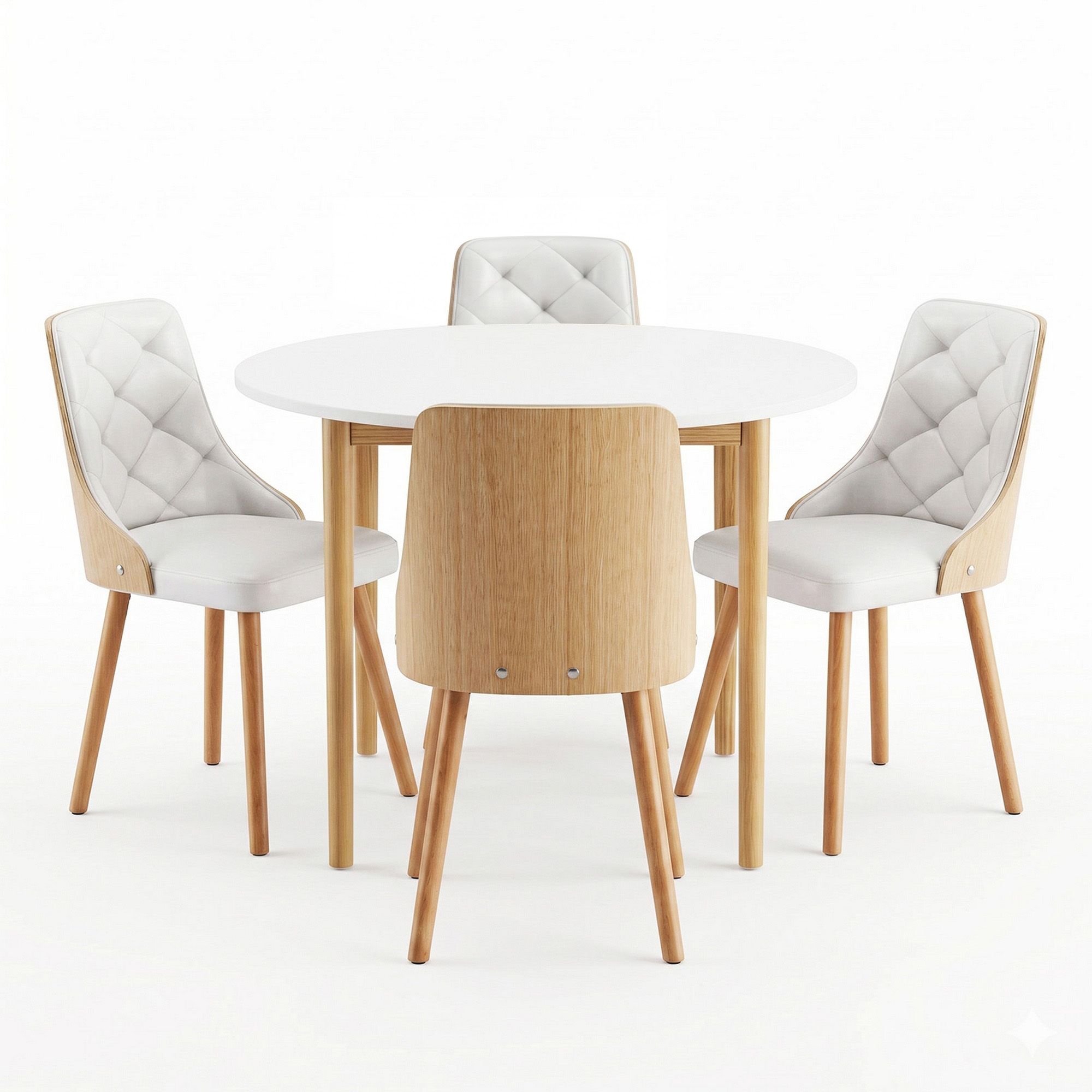 Dining Table and Chairs Set 5PCS Round 4 PU Leather Seater Dining Set White - Furniture > Dining > Dining Set - Rivercity House & Home Co. (ABN 18 642 972 209) - Affordable Modern Furniture Australia