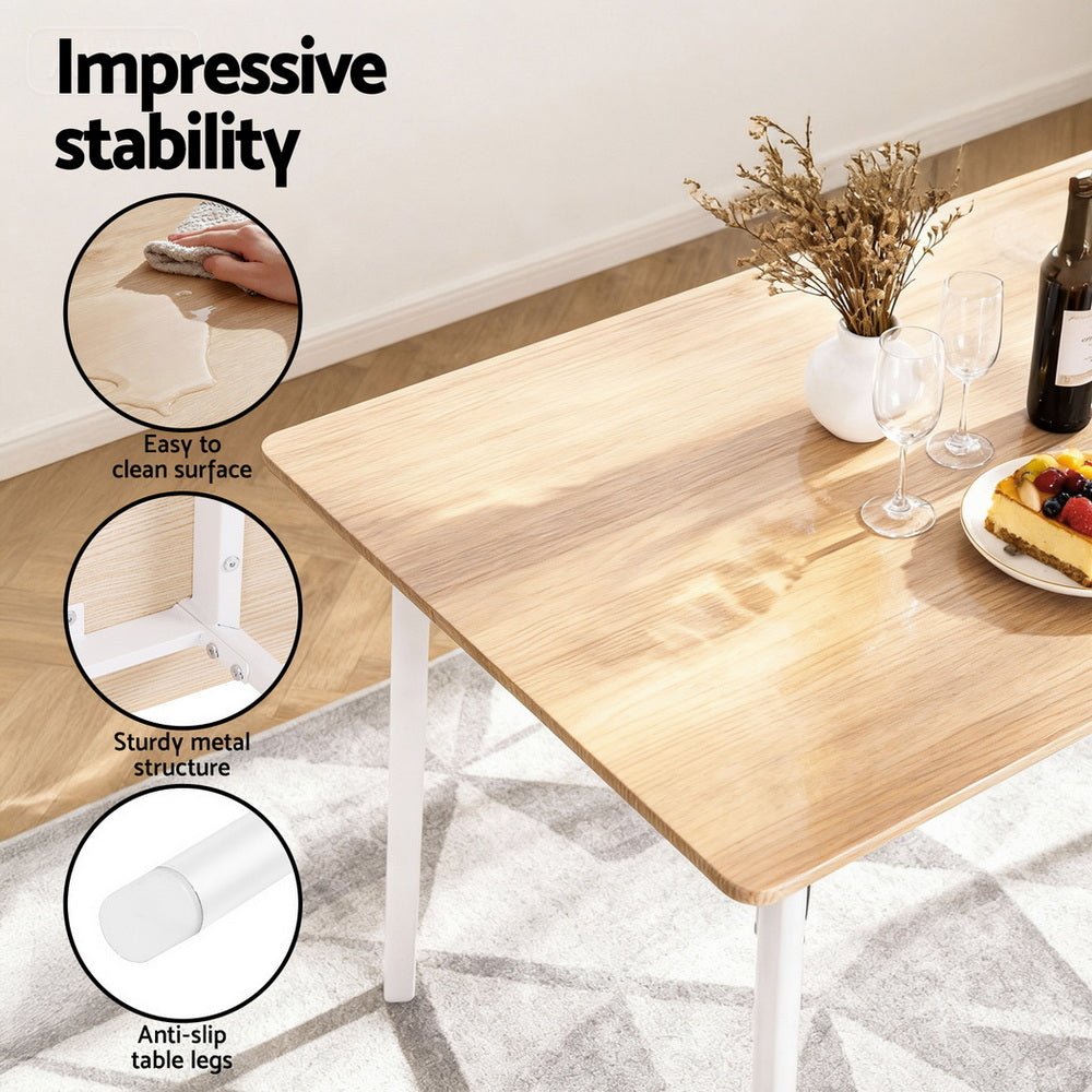 Dining Table and Chairs Set of 4 Bench Kitchen Furniture Natural and White - Furniture > Dining > Dining Set - Rivercity House & Home Co. (ABN 18 642 972 209) - Affordable Modern Furniture Australia