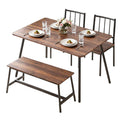 4-Piece Rustic Brown Dining Table Set with Bench and Chairs - Rustic Brown