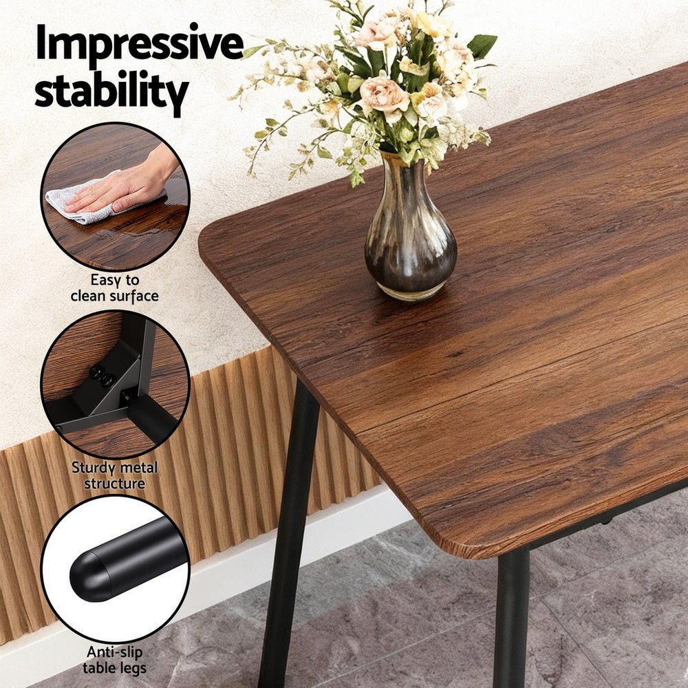Dining Table and Chairs Set of 4 Bench Kitchen Furniture Rustic Brown - Furniture > Dining > Dining Set - Rivercity House & Home Co. (ABN 18 642 972 209) - Affordable Modern Furniture Australia