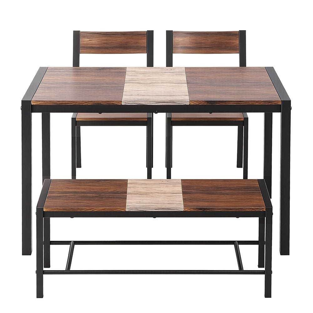 Dining Table and Chairs Set of 4 Bench Kitchen Furniture Rustic Brown - Furniture > Dining > Dining Set - Rivercity House & Home Co. (ABN 18 642 972 209) - Affordable Modern Furniture Australia