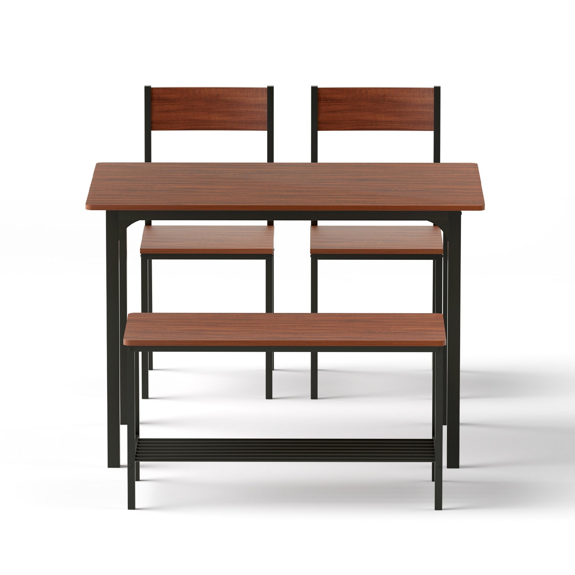 Dining Table and Chairs Set of 4 Storage Bench Kitchen Furniture Walnut - Furniture > Dining > Dining Set - Rivercity House & Home Co. (ABN 18 642 972 209) - Affordable Modern Furniture Australia