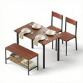 Dining Table and 4-Piece Chair Set with Storage Bench - Walnut