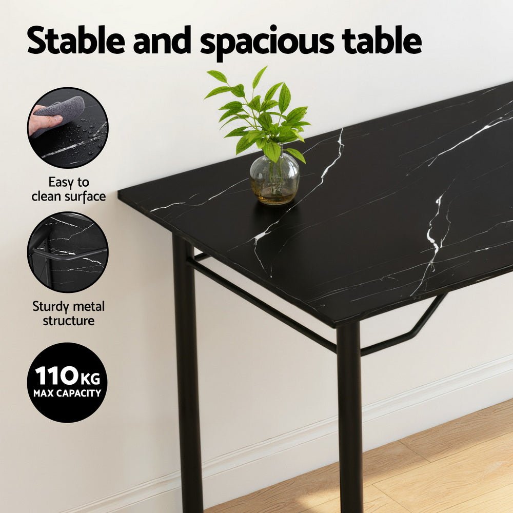 Dining Table and Chairs Set of 5 Compact Kitchen Furniture Marble Black - Furniture > Dining > Dining Set - Rivercity House & Home Co. (ABN 18 642 972 209) - Affordable Modern Furniture Australia