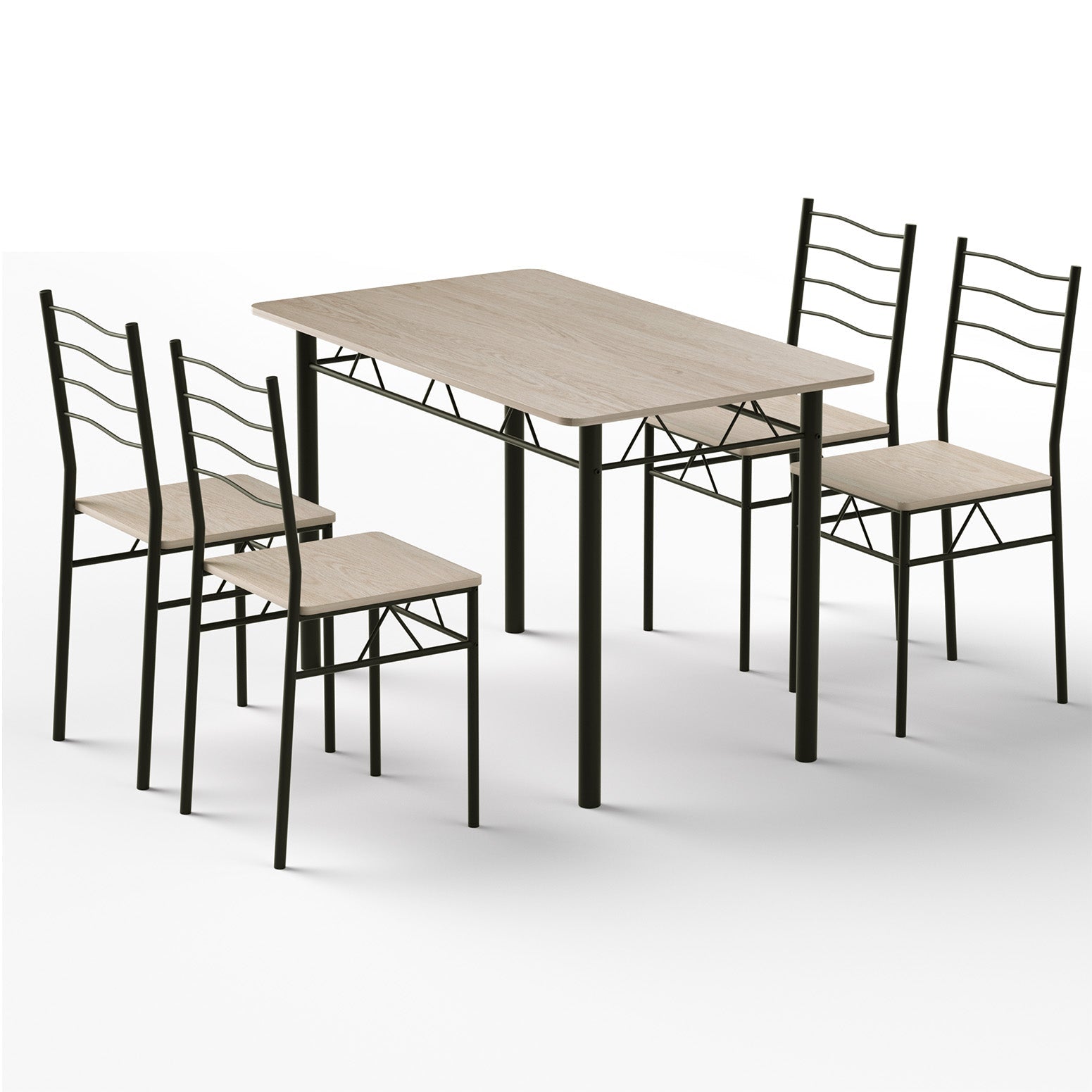 Dining Table and Chairs Set of 5 Compact Kitchen Furniture Modern Oak - Furniture > Dining > Dining Set - Rivercity House & Home Co. (ABN 18 642 972 209) - Affordable Modern Furniture Australia