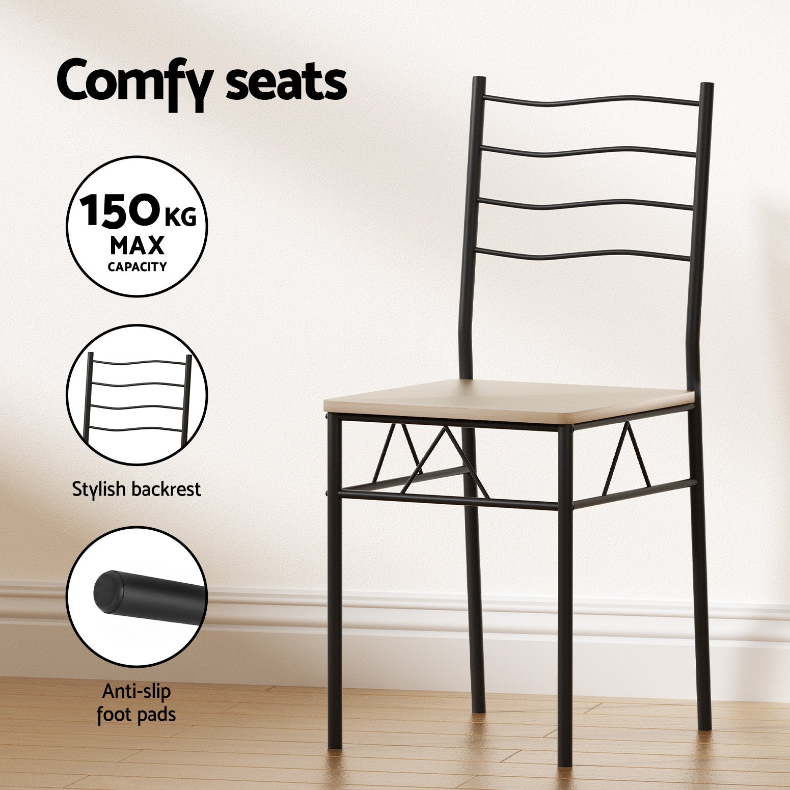 Dining Table and Chairs Set of 5 Compact Kitchen Furniture Modern Oak - Furniture > Dining > Dining Set - Rivercity House & Home Co. (ABN 18 642 972 209) - Affordable Modern Furniture Australia