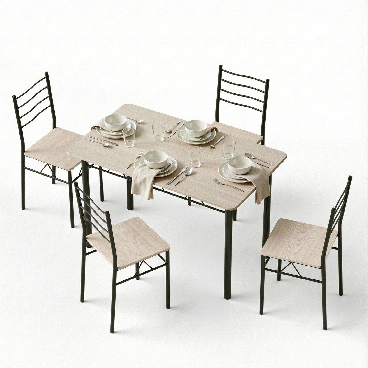 Dining Table and Chairs Set of 5 Compact Kitchen Furniture Modern Oak - Furniture > Dining > Dining Set - Rivercity House & Home Co. (ABN 18 642 972 209) - Affordable Modern Furniture Australia