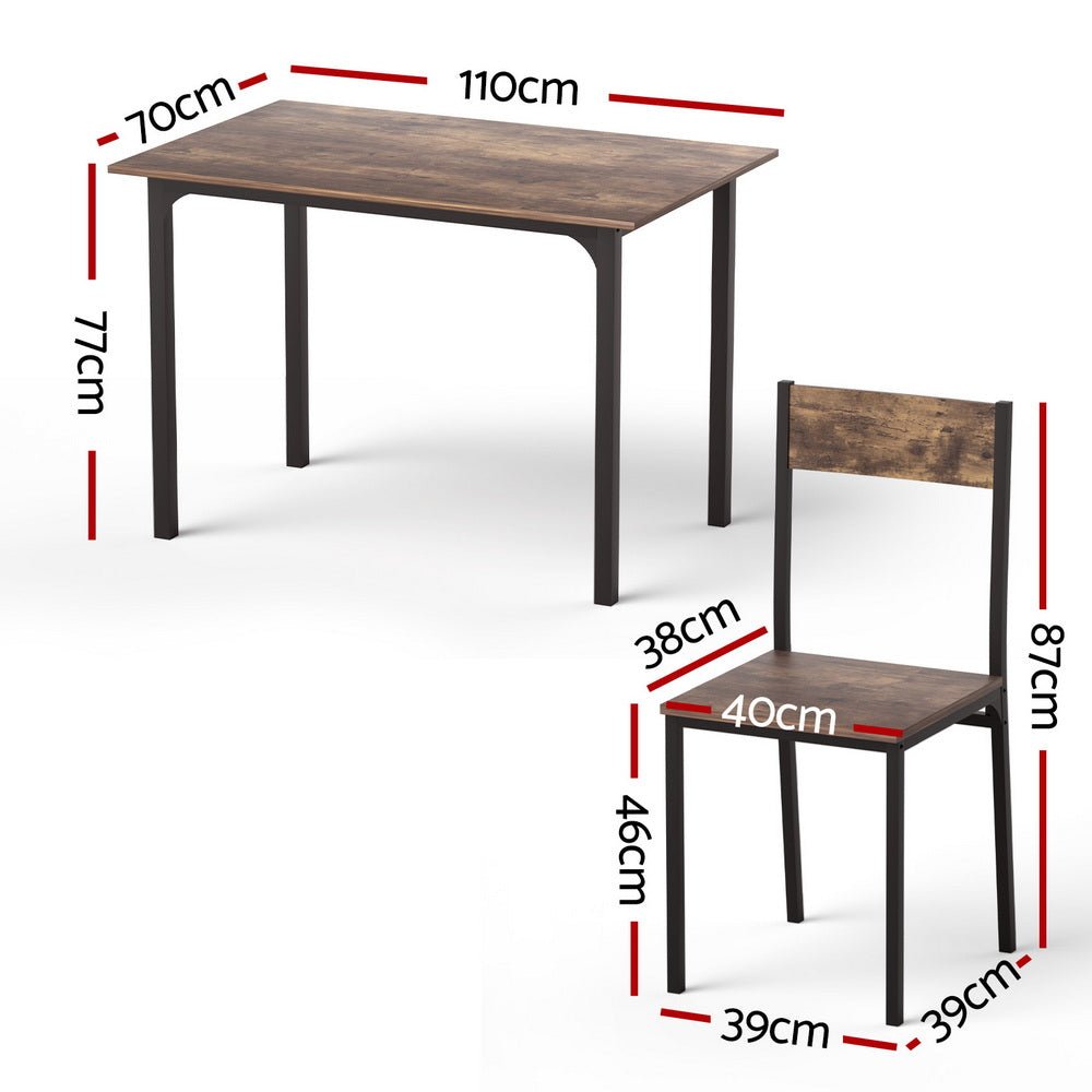 Dining Table and Chairs Set of 5 Compact Kitchen Furniture Rustic Brown - Furniture > Dining > Dining Set - Rivercity House & Home Co. (ABN 18 642 972 209) - Affordable Modern Furniture Australia