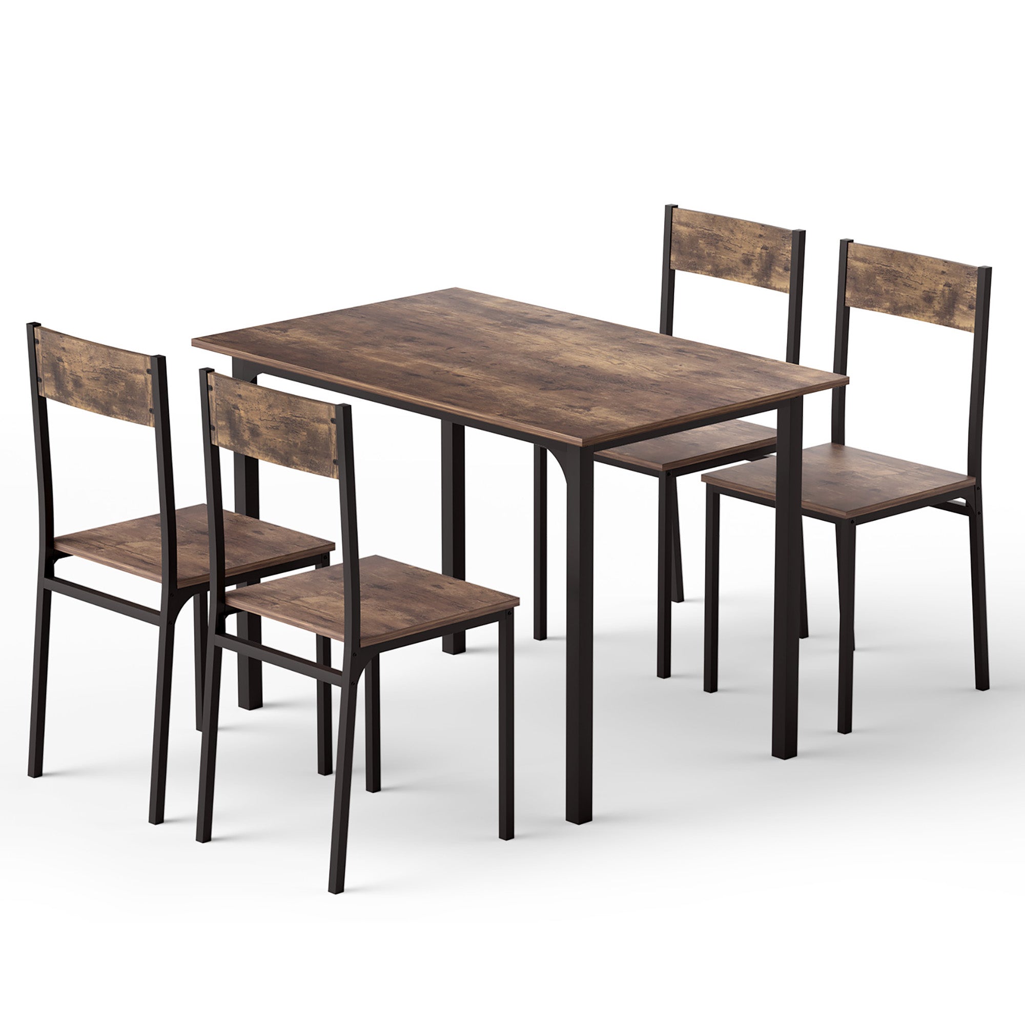 Dining Table and Chairs Set of 5 Compact Kitchen Furniture Rustic Brown - Furniture > Dining > Dining Set - Rivercity House & Home Co. (ABN 18 642 972 209) - Affordable Modern Furniture Australia